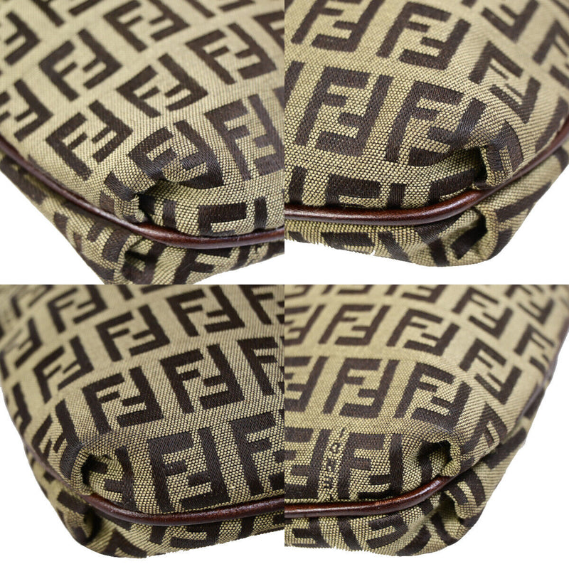 Fendi Logo Zucchino Shoulder Bag Canvas