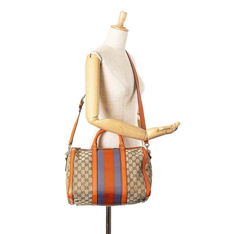 Gucci Gg Web Joy Boston Bag Brown