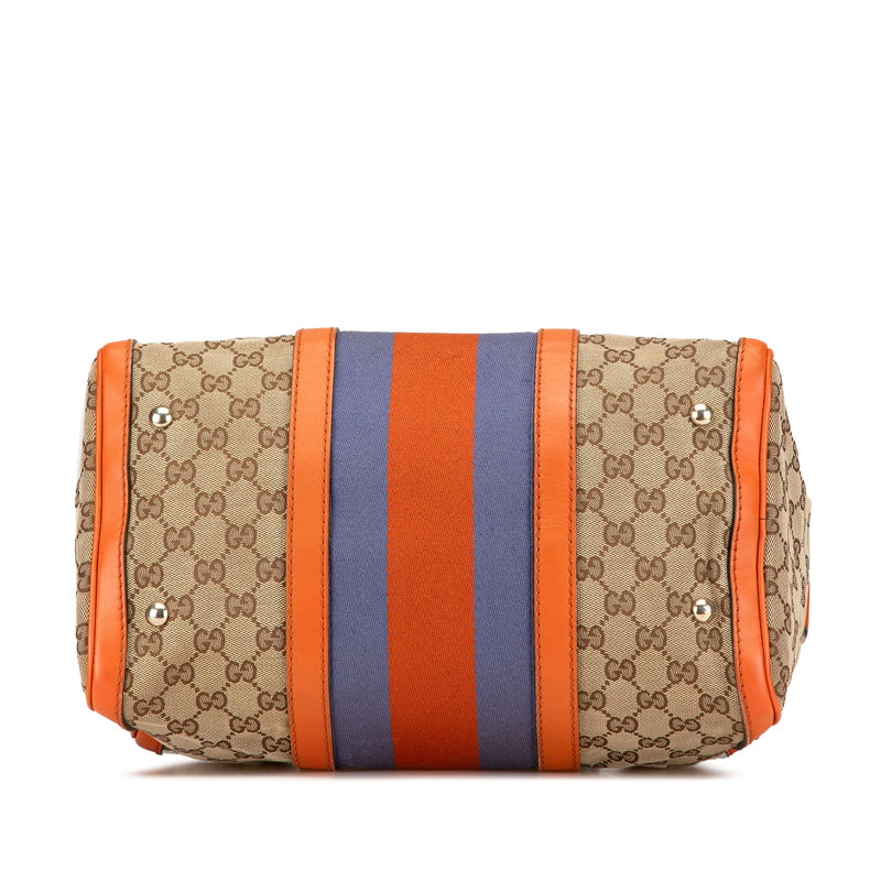 Gucci Gg Web Joy Boston Bag Brown