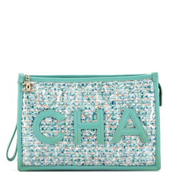 Chanel Logo Wristlet Clutch Pvc Over