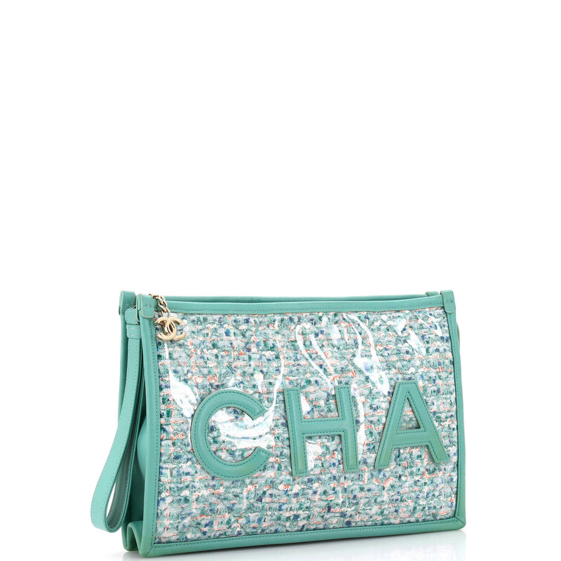 Chanel Logo Wristlet Clutch Pvc Over
