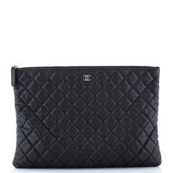 Chanel O Case Clutch Quilted Caviar