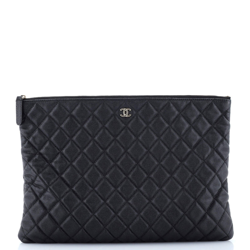 Chanel O Case Clutch Quilted Caviar