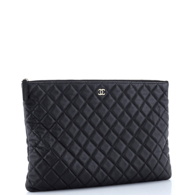 Chanel O Case Clutch Quilted Caviar