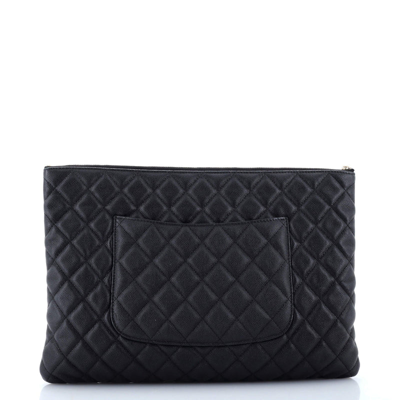 Chanel O Case Clutch Quilted Caviar