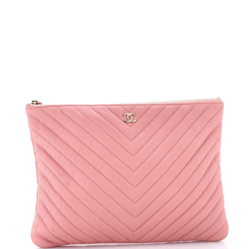 Chanel O Case Clutch Chevron Caviar