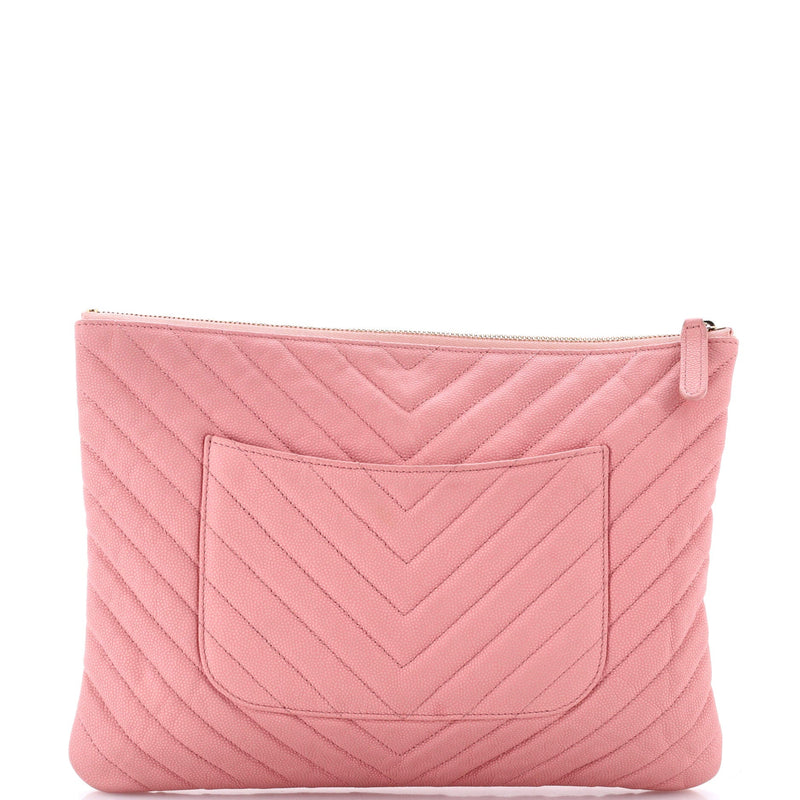 Chanel O Case Clutch Chevron Caviar
