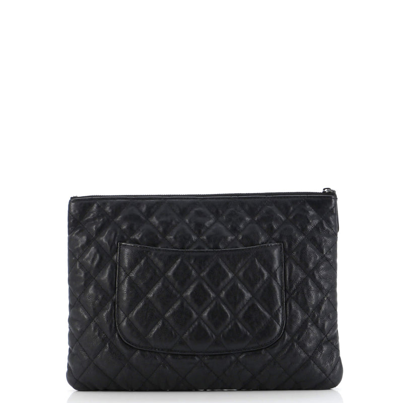 Chanel O Case Clutch Quilted Crumpled
