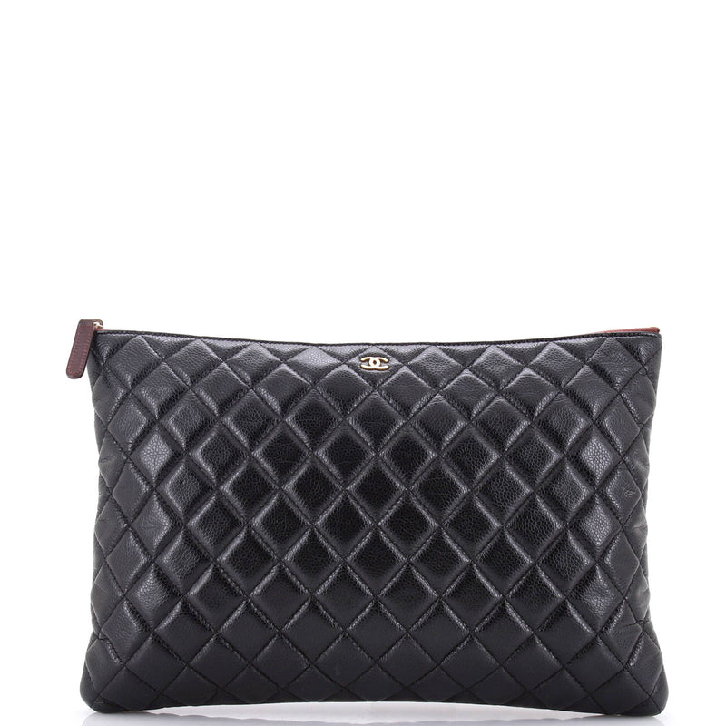 Chanel O Case Clutch Quilted Caviar