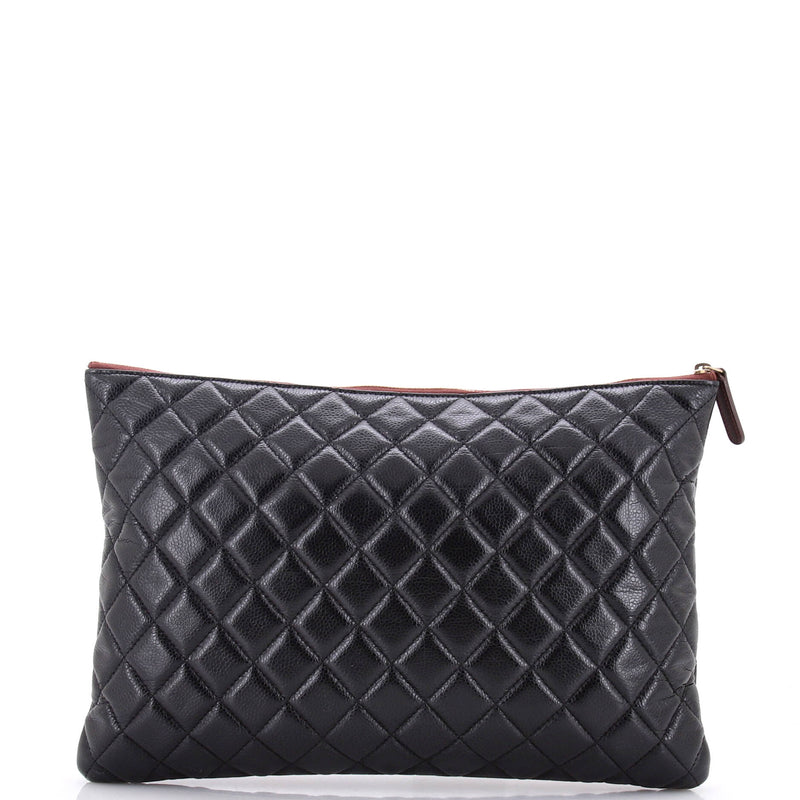 Chanel O Case Clutch Quilted Caviar
