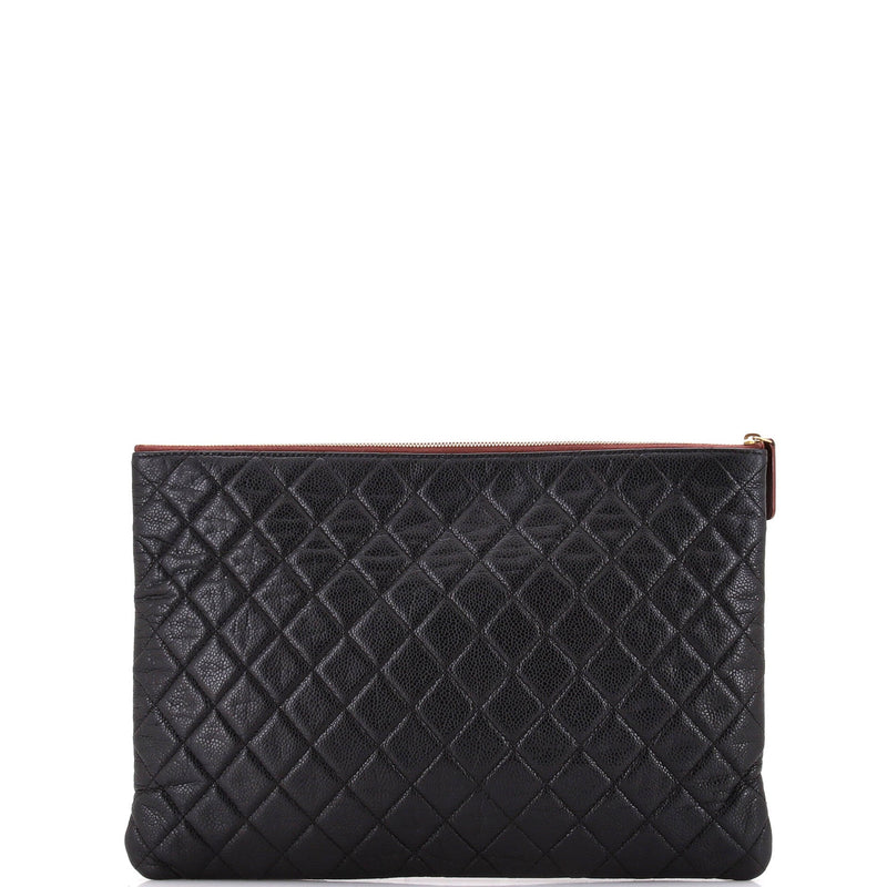 Chanel O Case Clutch Quilted Caviar