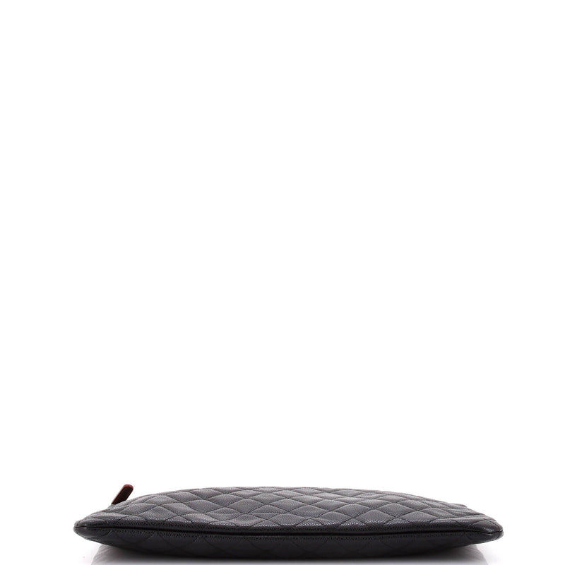 Chanel O Case Clutch Quilted Caviar