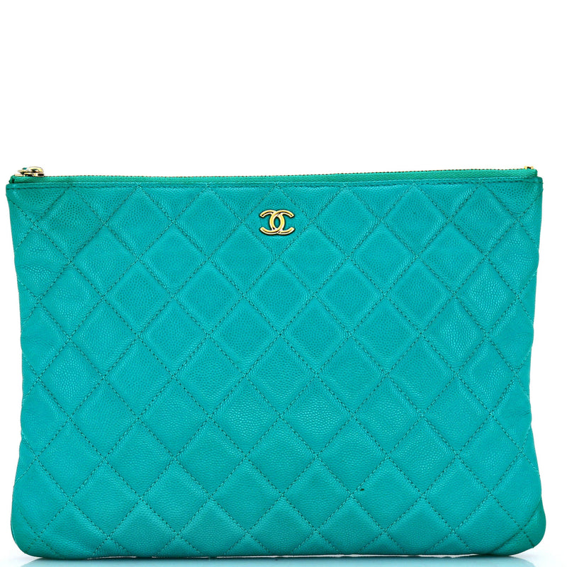 Chanel O Case Clutch Quilted Caviar