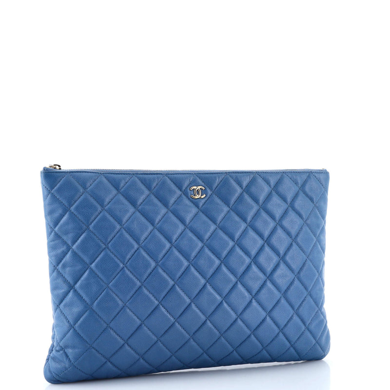 Chanel O Case Clutch Quilted Caviar