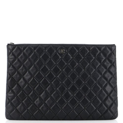 Chanel O Case Clutch Quilted Caviar