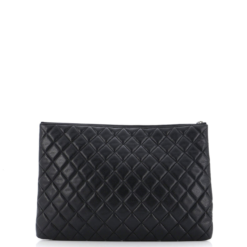 Chanel O Case Clutch Quilted Caviar