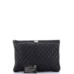 Chanel Boy O Case Clutch Quilted Caviar