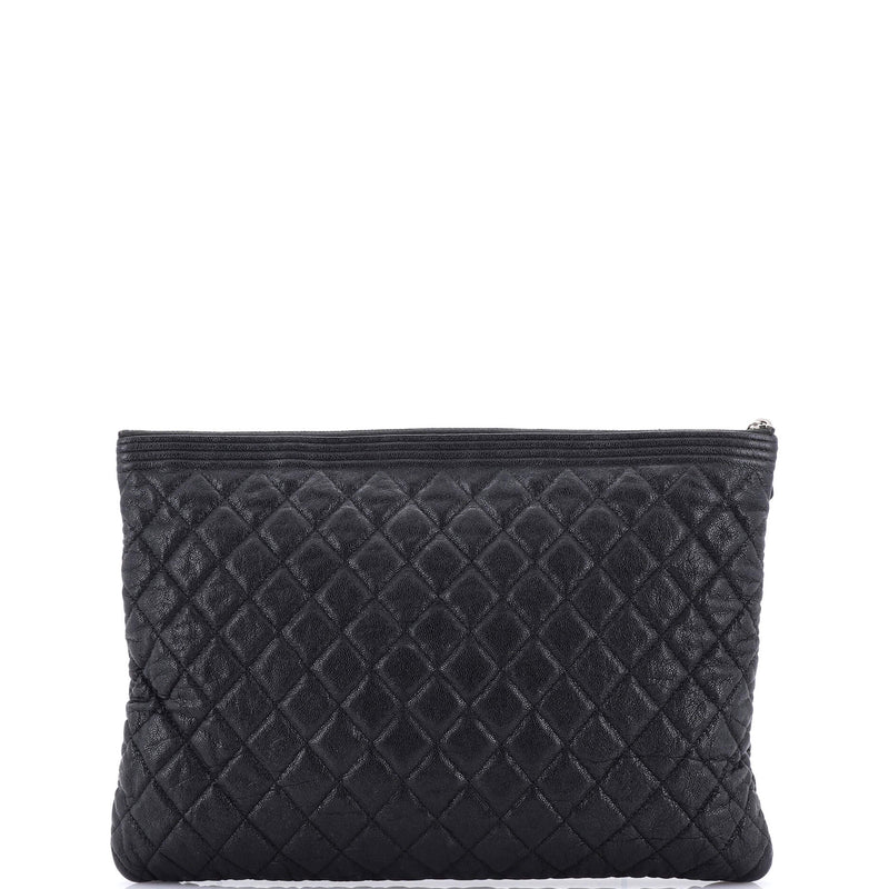 Chanel Boy O Case Clutch Quilted Caviar