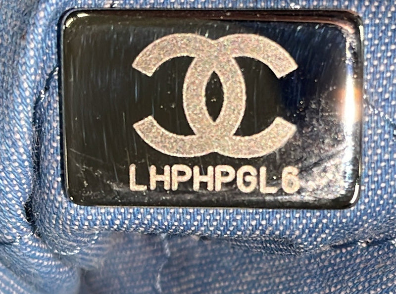 Chanel 22 Chain Hobo Denim With Sequins