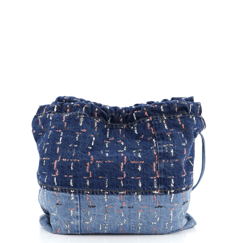 Chanel 22 Chain Hobo Denim With Sequins