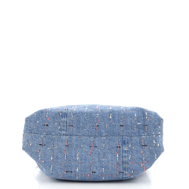 Chanel 22 Chain Hobo Denim With Sequins