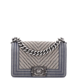 Chanel Boy Flap Bag Chevron Denim Small
