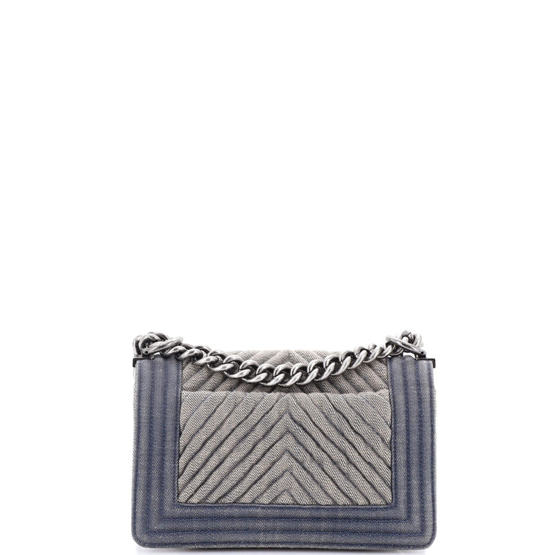 Chanel Boy Flap Bag Chevron Denim Small
