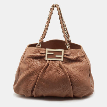 Fendi Brown Leather Large Mia Shoulder