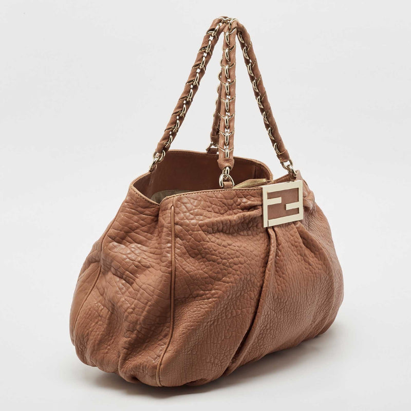 Fendi Brown Leather Large Mia Shoulder