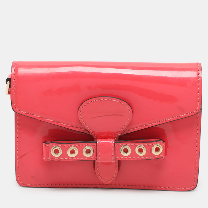 Red Valentino Patent Leather Bow Clutch
