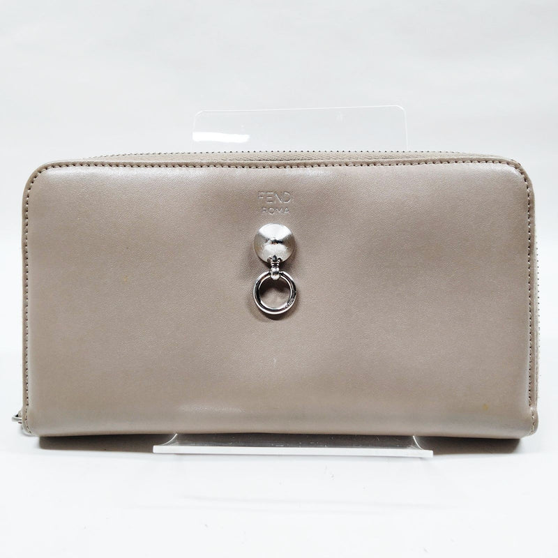 Fendi Long Wallet Beige Leather