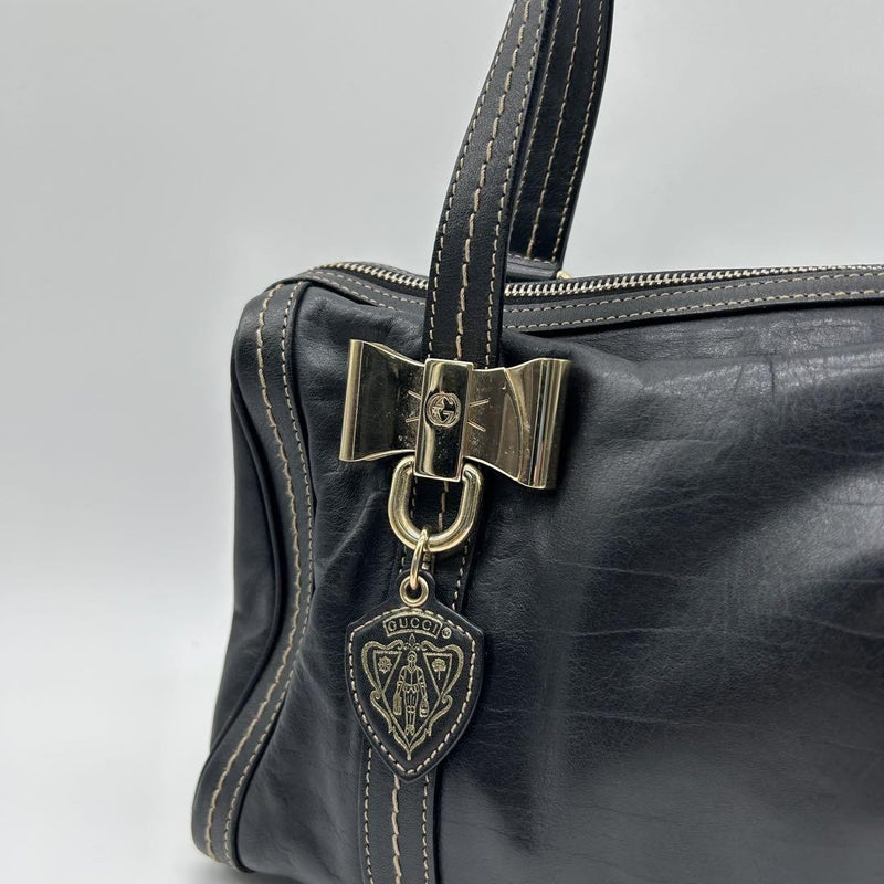 Gucci Hand Bag Tote Purse Ribbon Boston