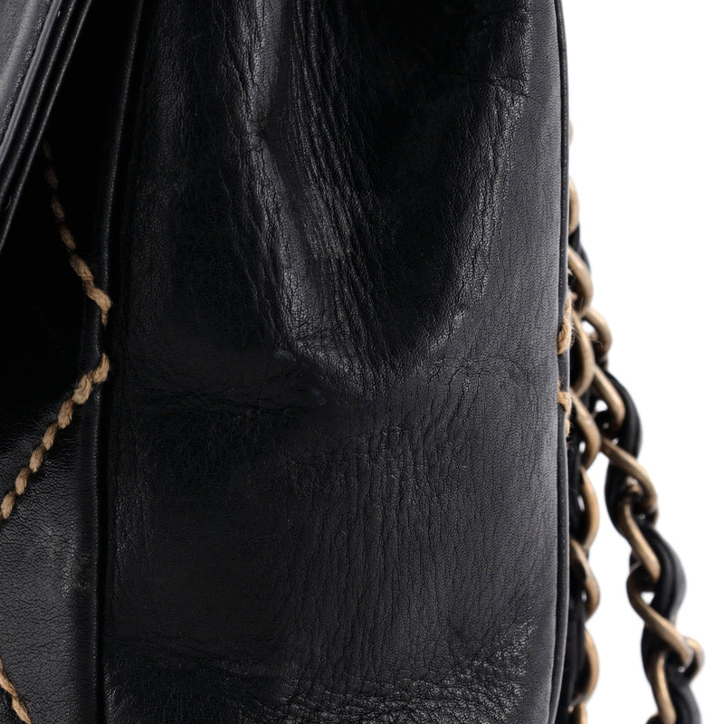 Chanel Surpique Flap Bag Quilted Leather