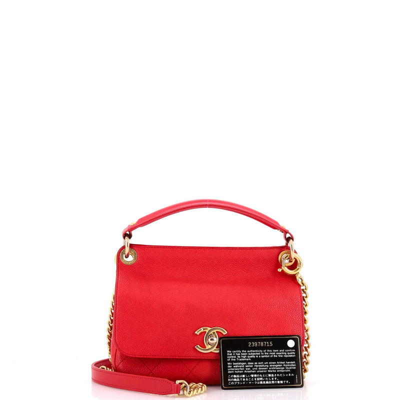 Chanel Cc Top Handle Flap Bag Stitched