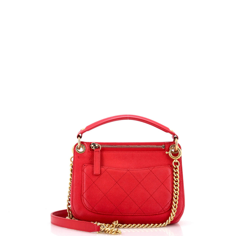 Chanel Cc Top Handle Flap Bag Stitched