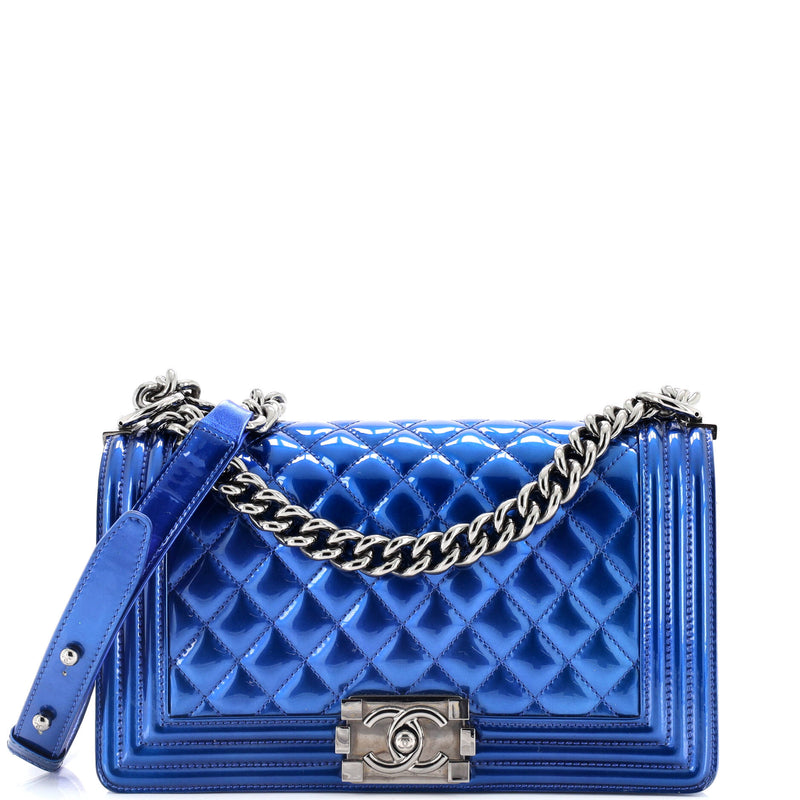 Chanel Boy Flap Bag Quilted Patent Old