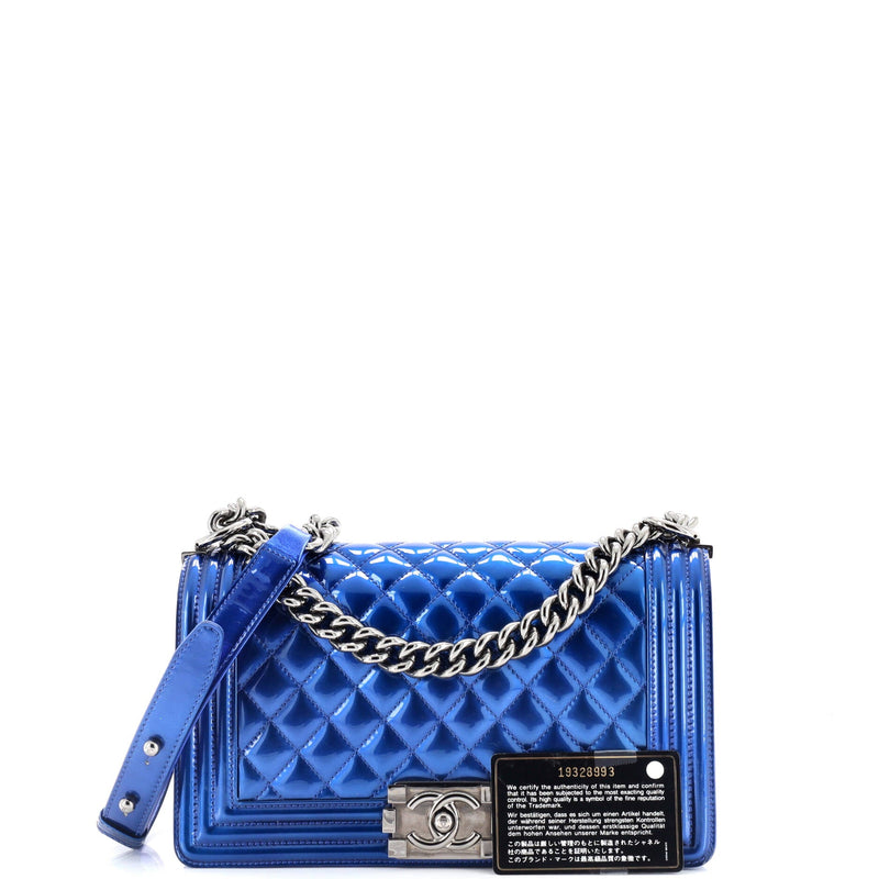 Chanel Boy Flap Bag Quilted Patent Old
