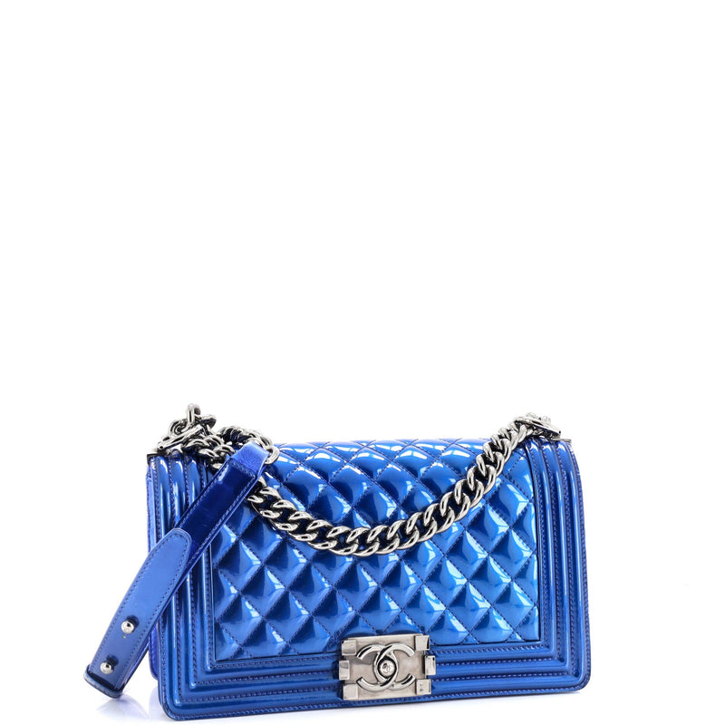 Chanel Boy Flap Bag Quilted Patent Old