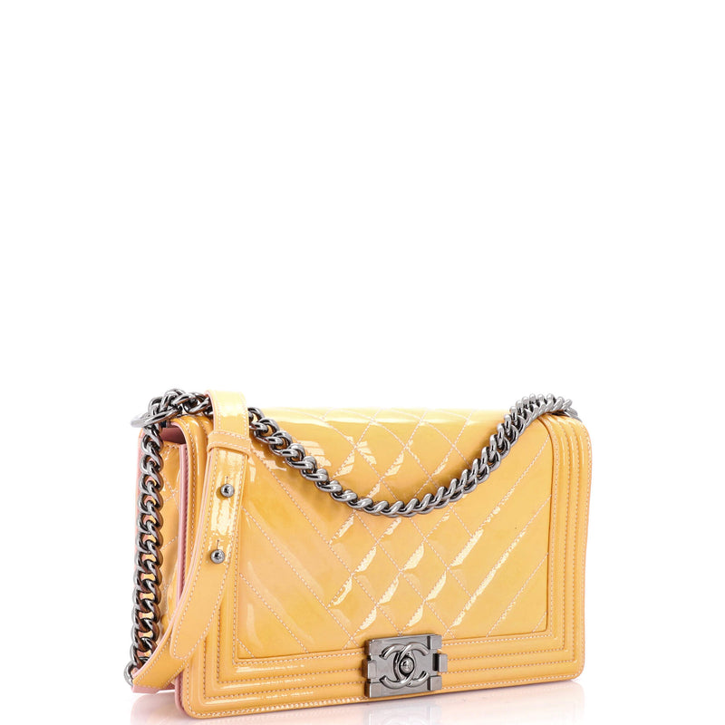 Chanel Boy Flap Bag Chevron Patent Old