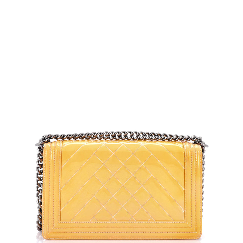 Chanel Boy Flap Bag Chevron Patent Old