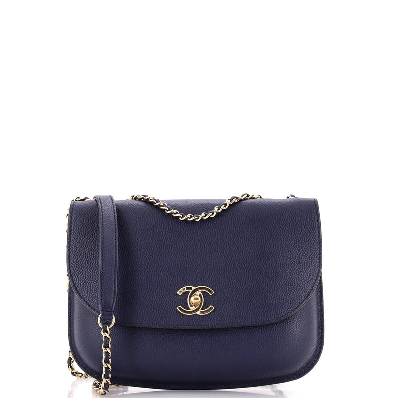 Chanel Curved Cc Flap Messenger Caviar