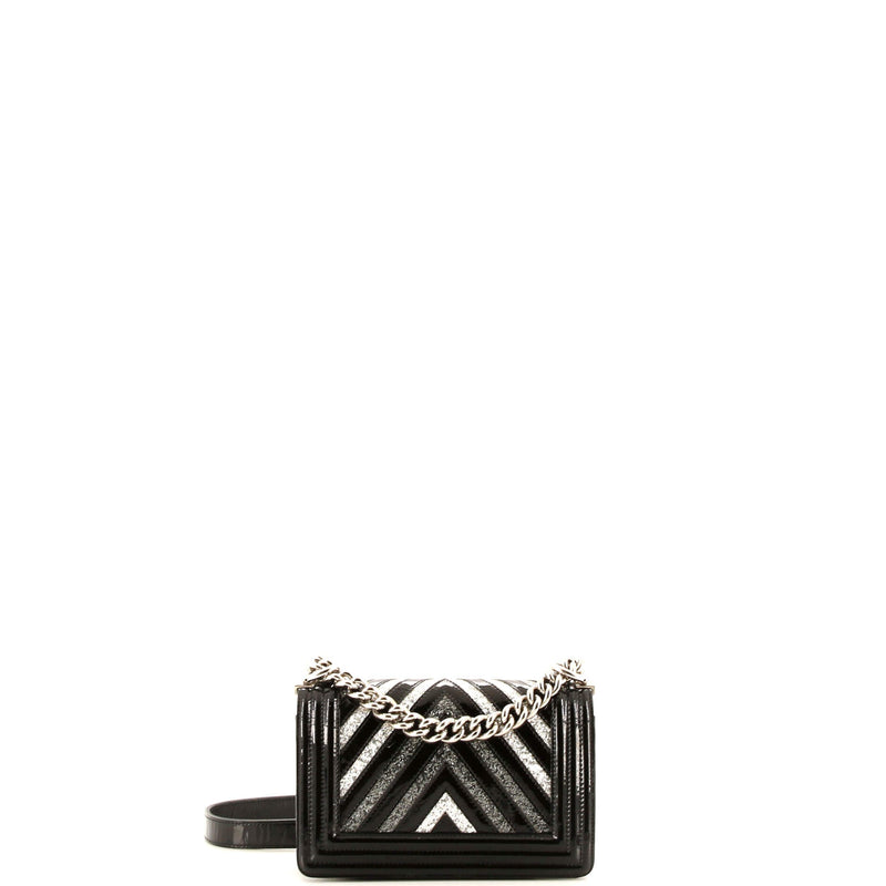 Chanel Boy Flap Bag Chevron Patent With