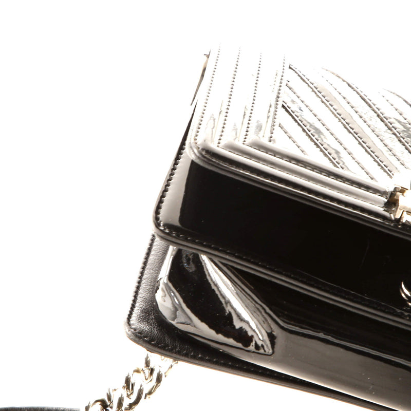 Chanel Boy Flap Bag Chevron Patent With