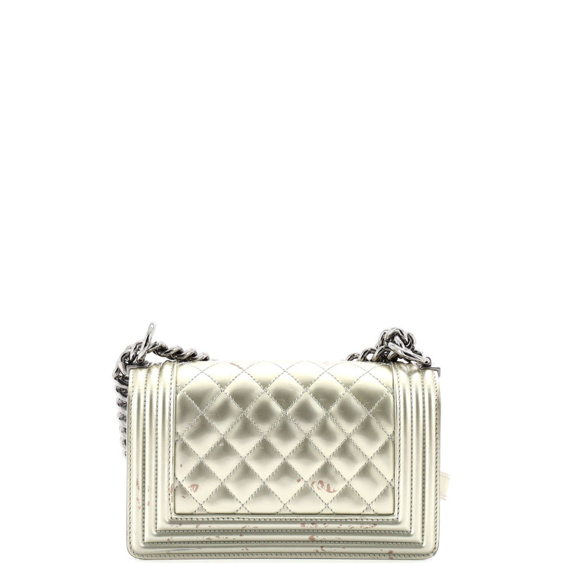 Chanel Boy Flap Bag Quilted Patent Small