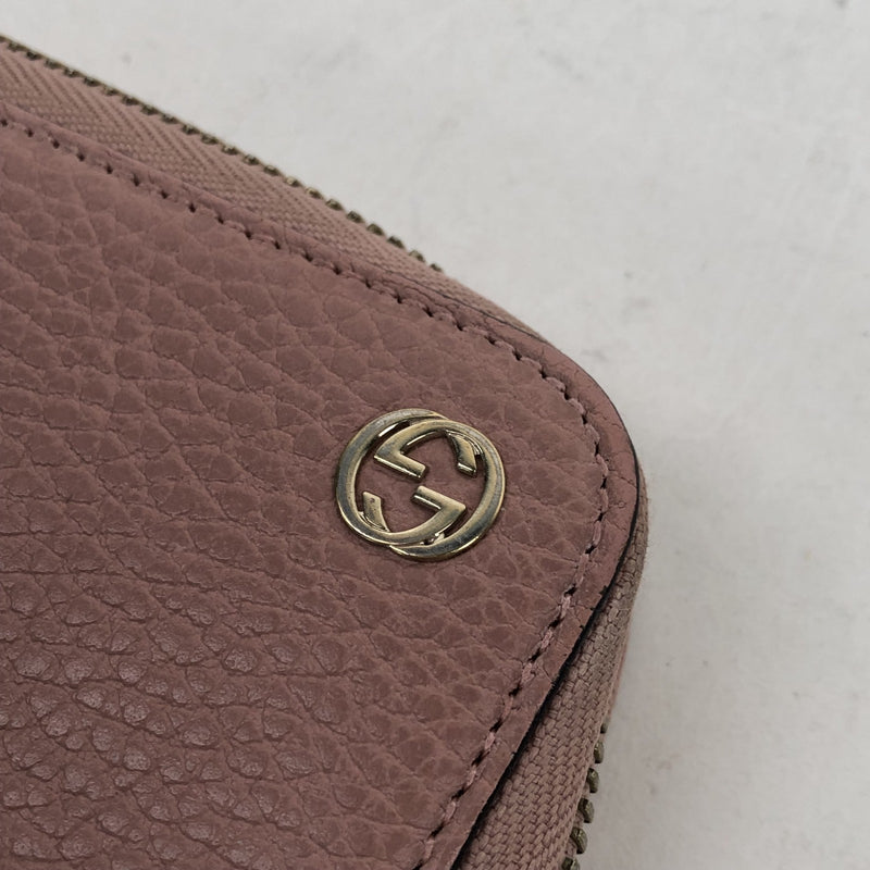 Gucci Long Wallet Cowhide Pink Zipper
