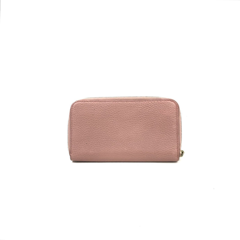 Gucci Long Wallet Cowhide Pink Zipper