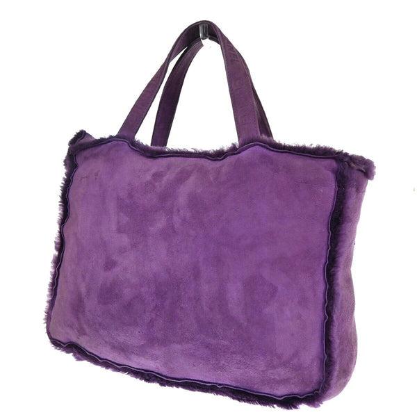 Chanel Cc Logo Hand Tote Bag Fur Suede