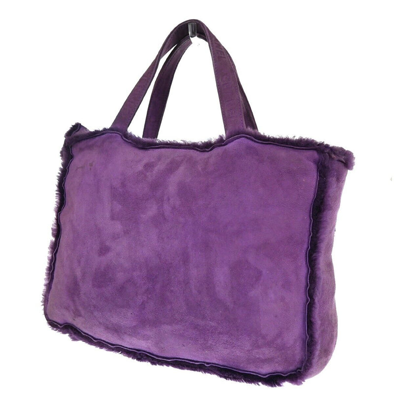Chanel Cc Logo Hand Tote Bag Fur Suede