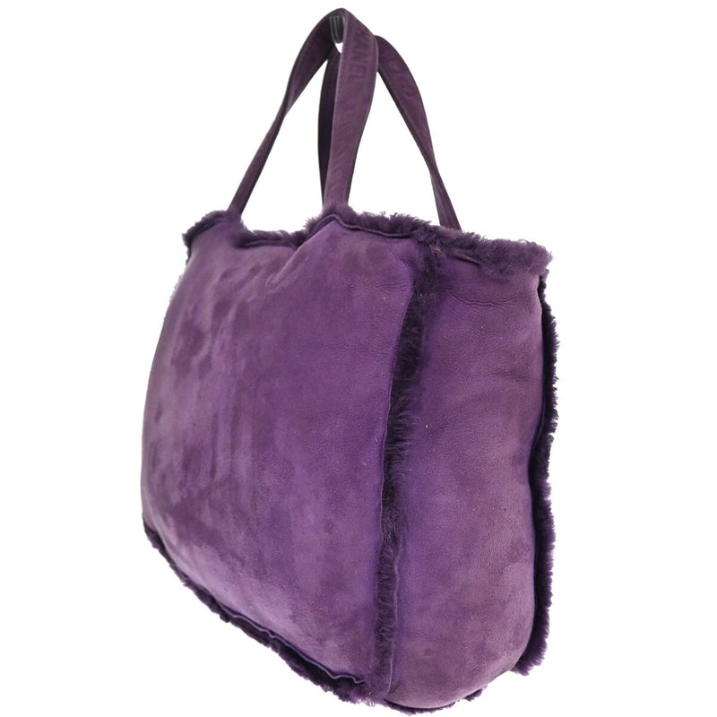 Chanel Cc Logo Hand Tote Bag Fur Suede