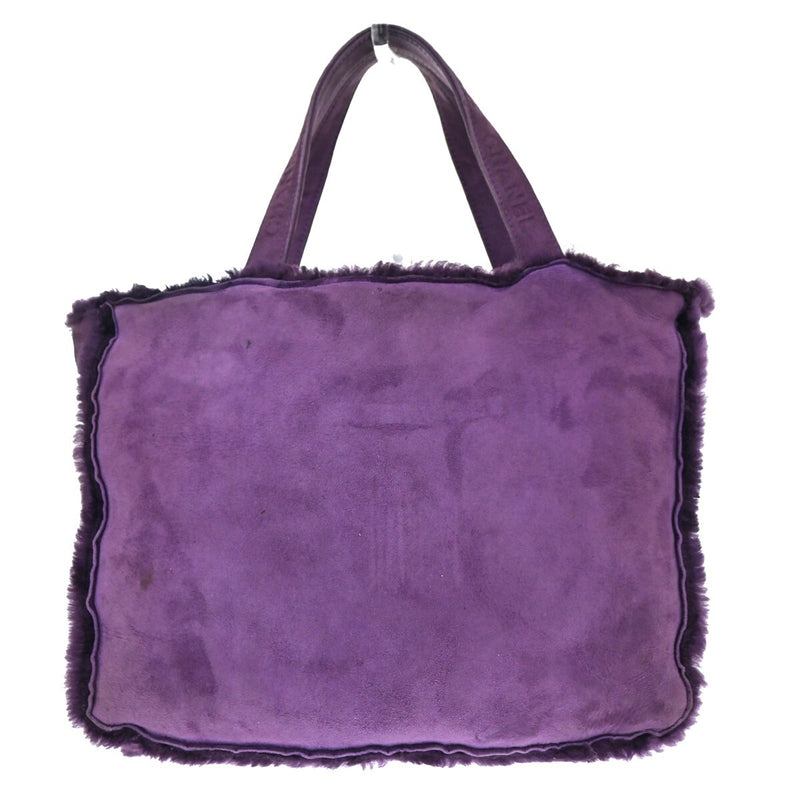 Chanel Cc Logo Hand Tote Bag Fur Suede